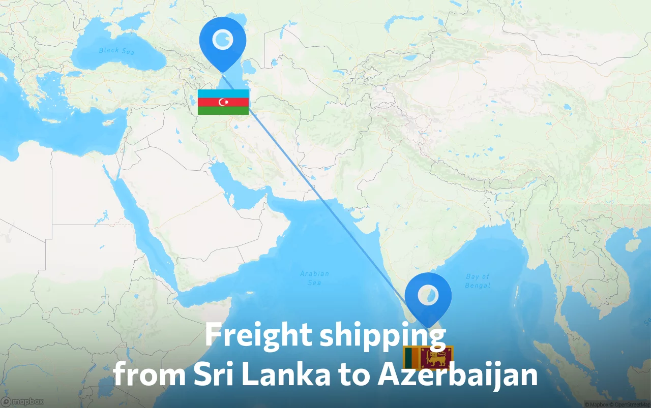 Shipping route from Sri Lanka to Azerbaijan