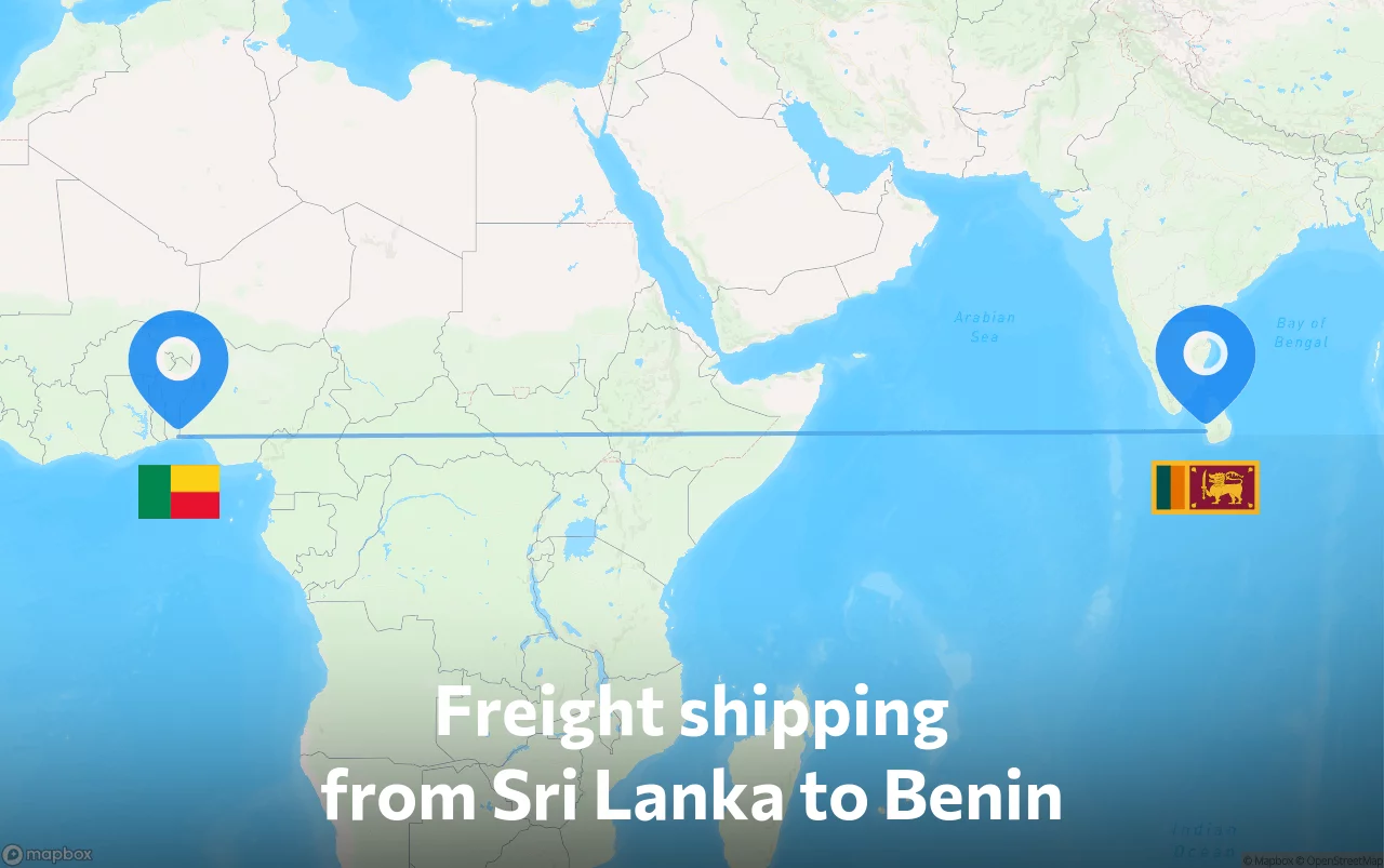 Shipping route from Sri Lanka to Benin