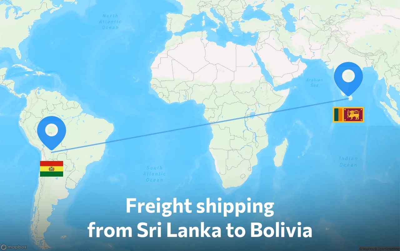Shipping route from Sri Lanka to Bolivia