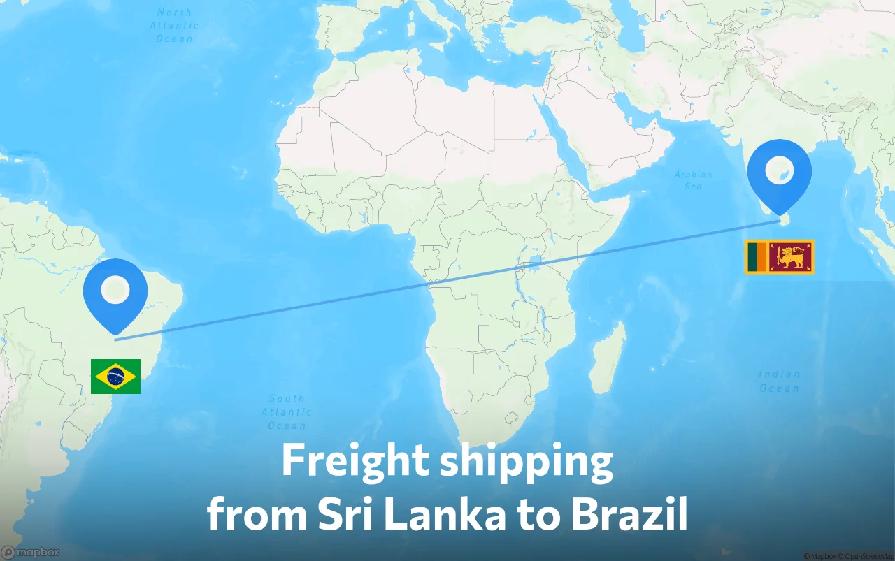 Shipping route from Sri Lanka to Brazil