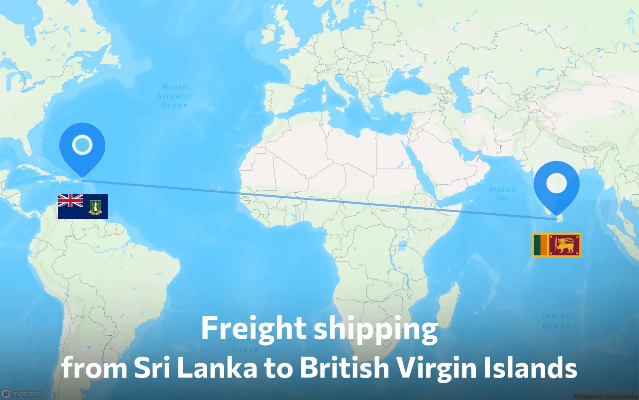 Shipping route from Sri Lanka to British Virgin Islands