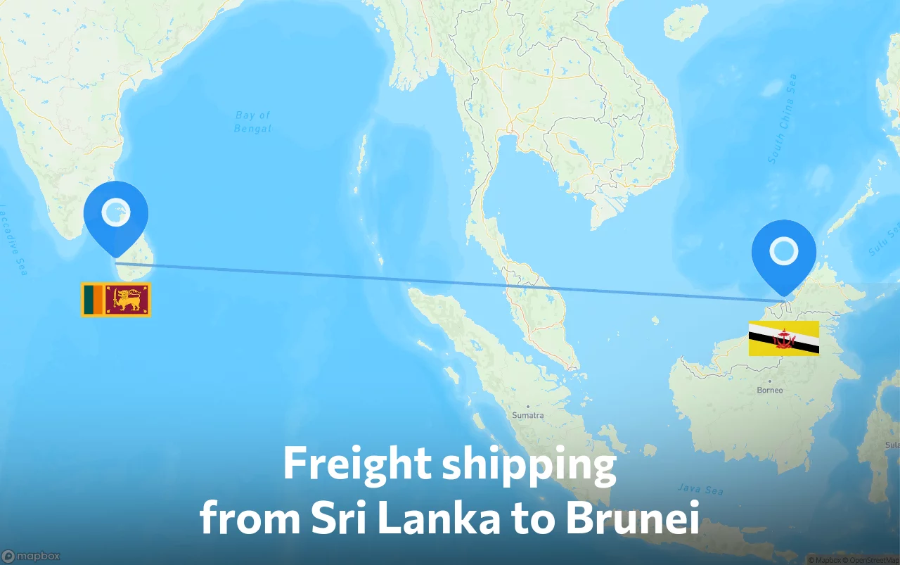 Shipping route from Sri Lanka to Brunei