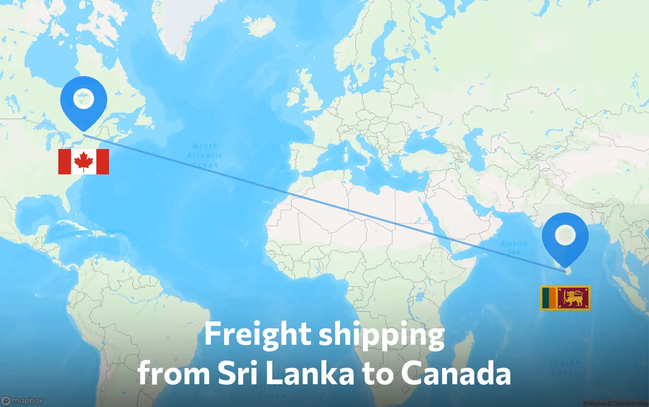 Shipping route from Sri Lanka to Canada