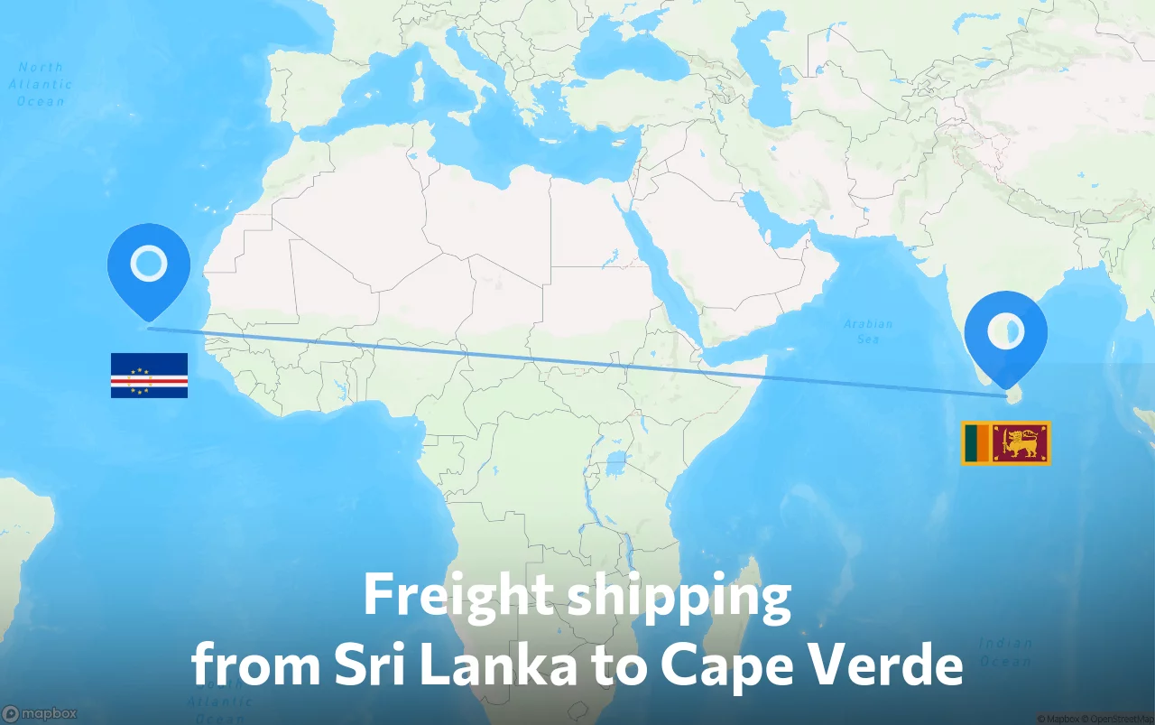Shipping route from Sri Lanka to Cape Verde
