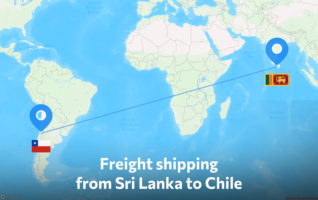 Shipping route from Sri Lanka to Chile