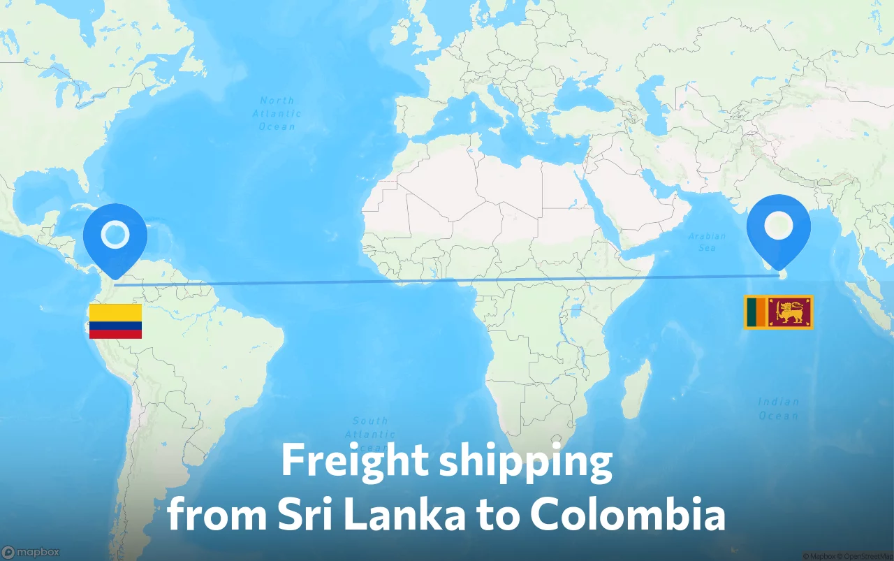 Shipping route from Sri Lanka to Colombia