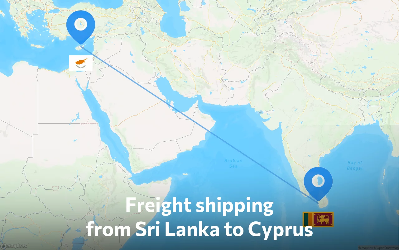 Shipping route from Sri Lanka to Cyprus