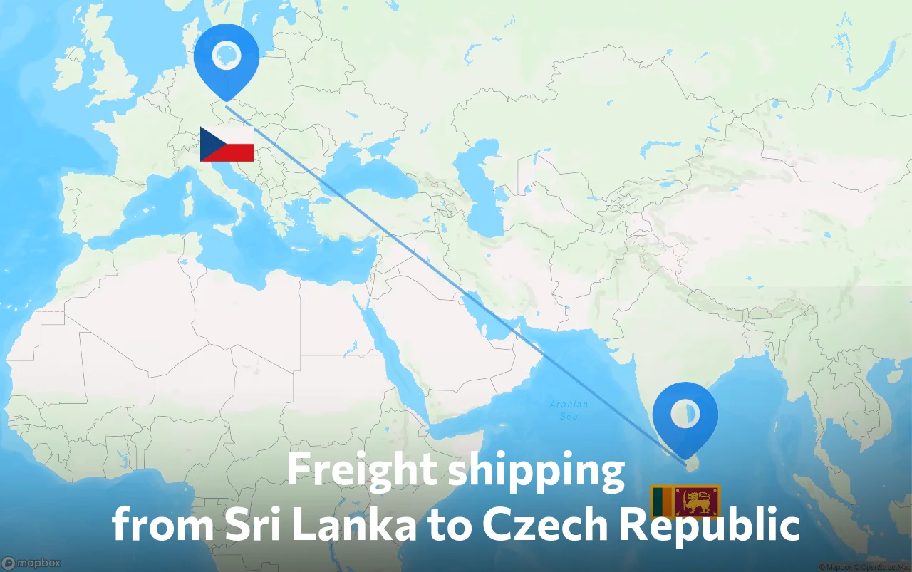 Shipping route from Sri Lanka to Czech Republic