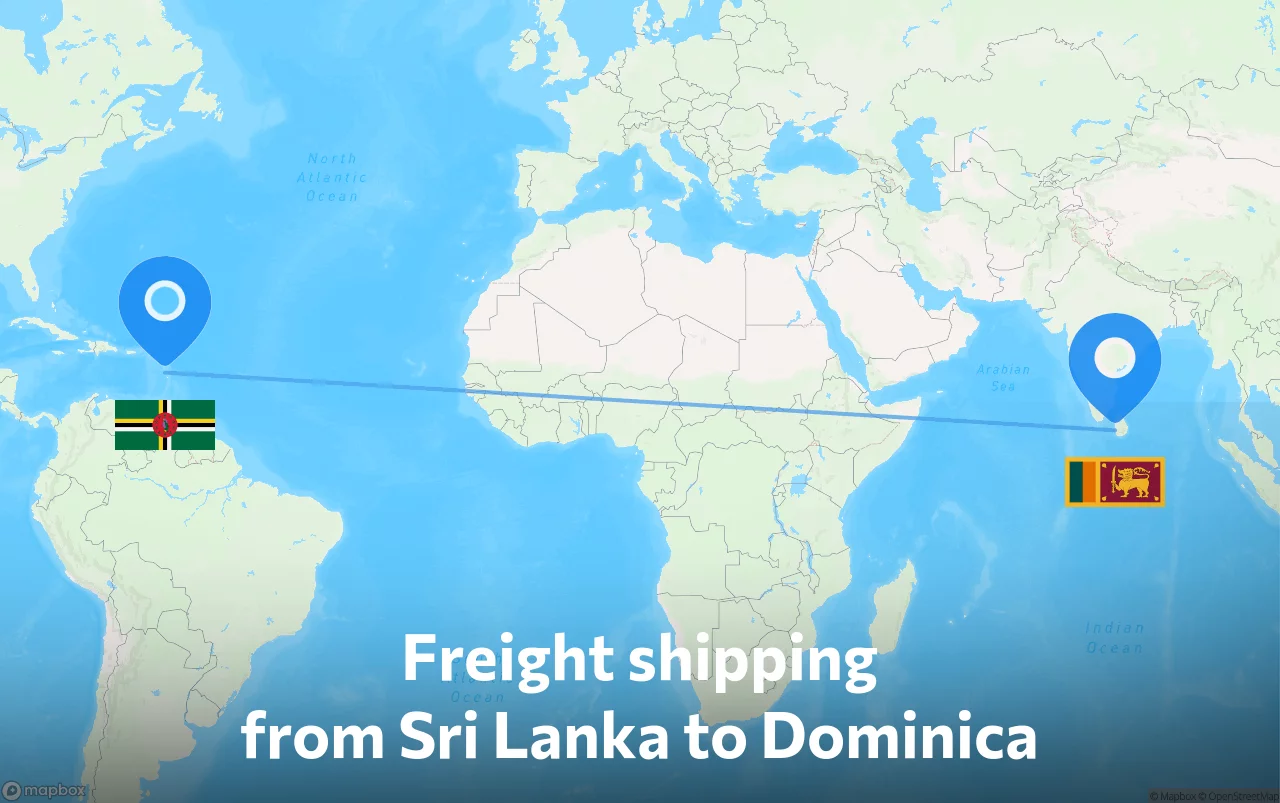 Shipping route from Sri Lanka to Dominica