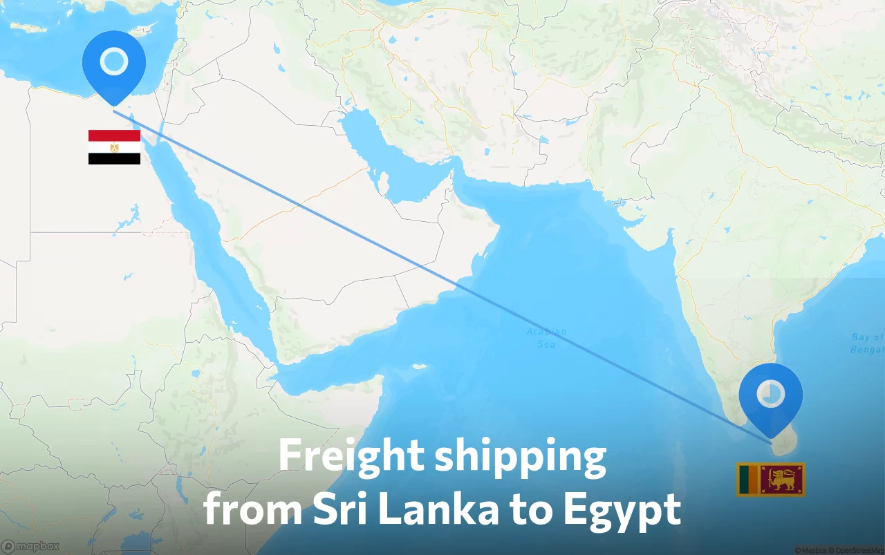 Shipping route from Sri Lanka to Egypt
