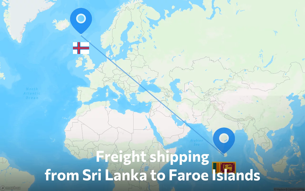 Shipping route from Sri Lanka to Faroe Islands