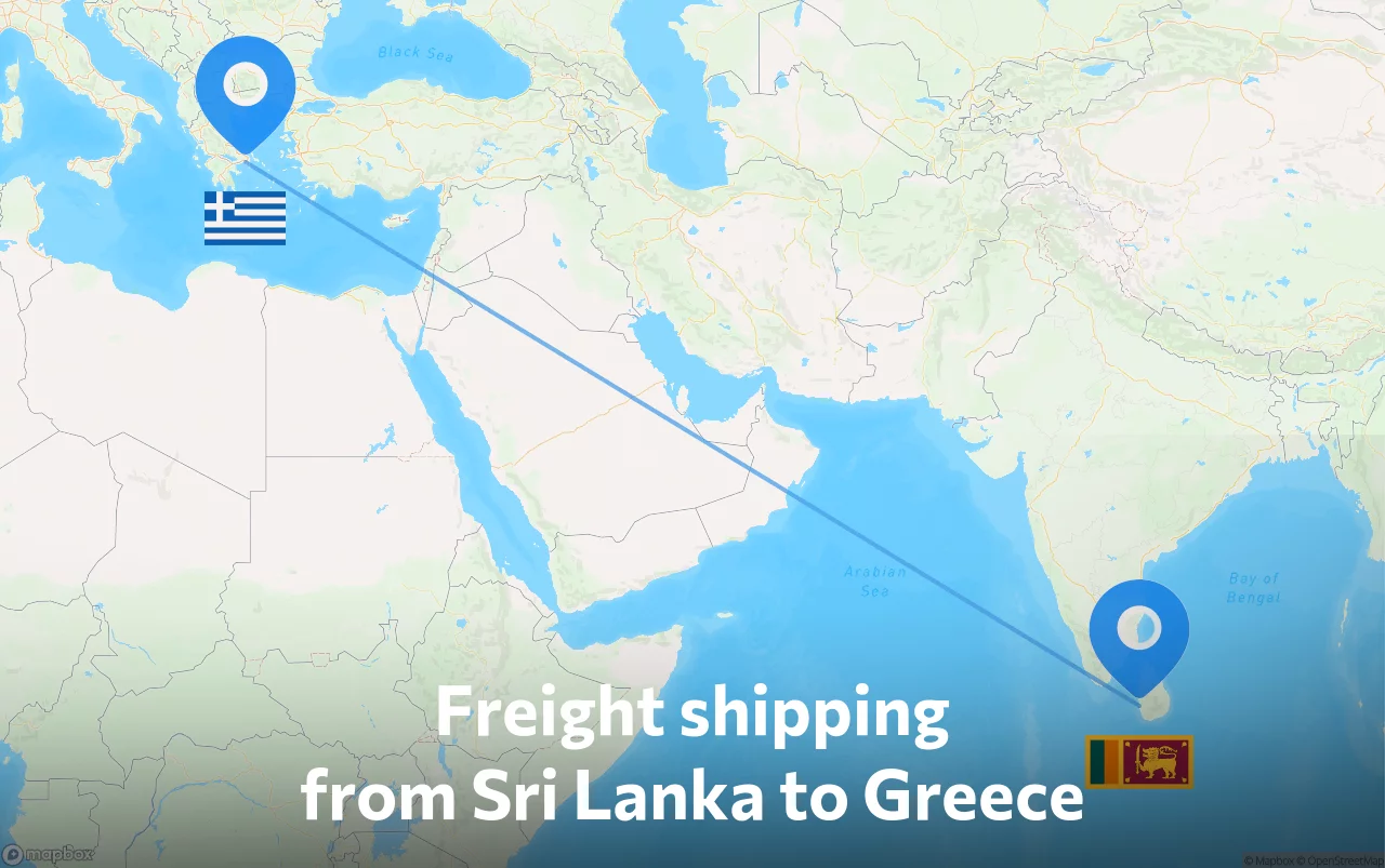 Shipping route from Sri Lanka to Greece