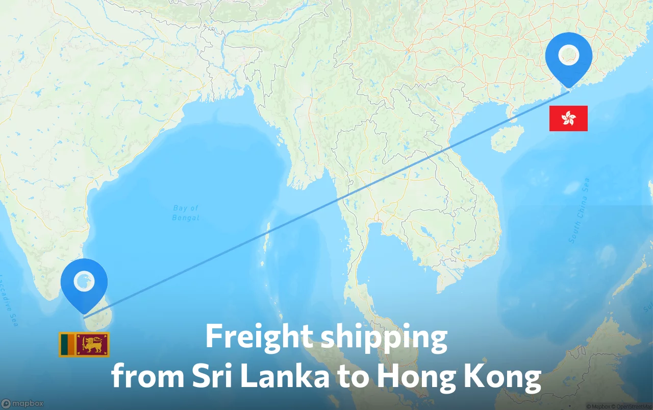 Shipping route from Sri Lanka to Hong Kong