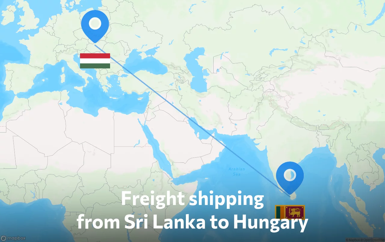 Shipping route from Sri Lanka to Hungary