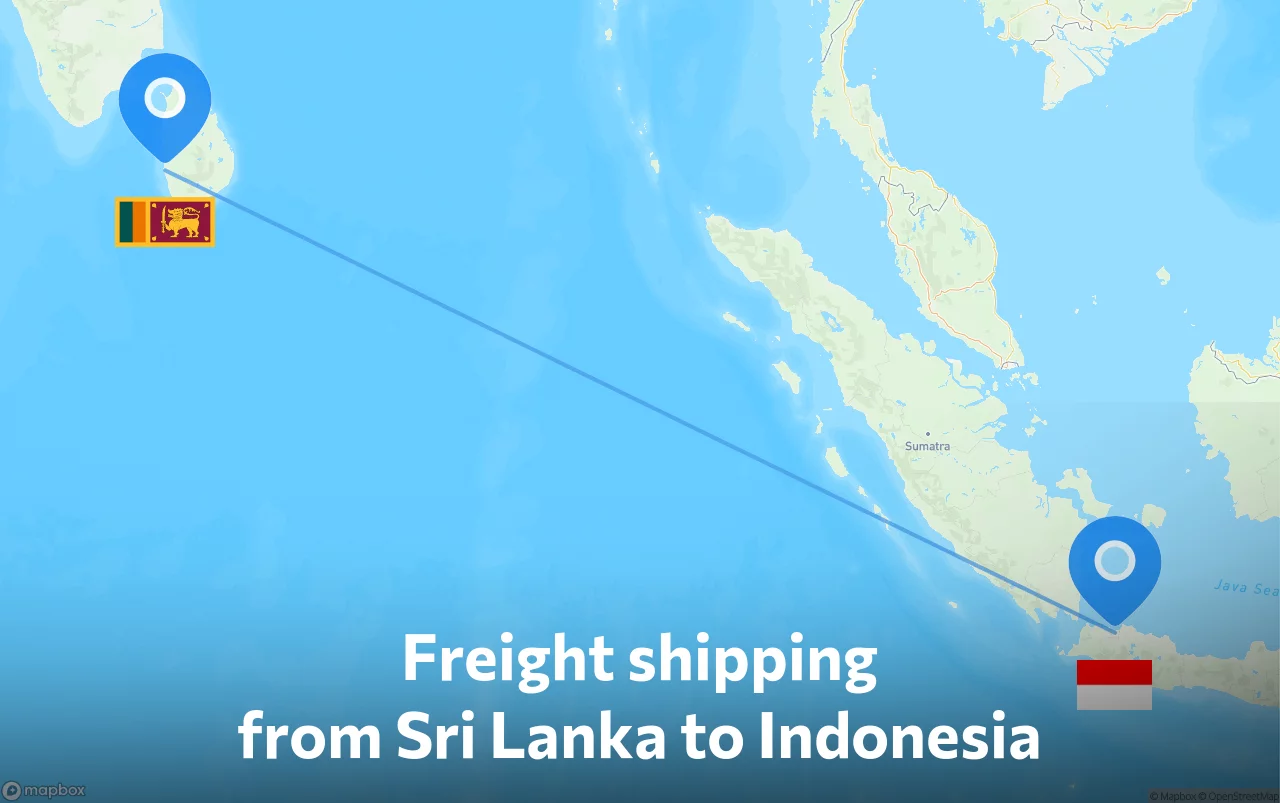 Shipping route from Sri Lanka to Indonesia