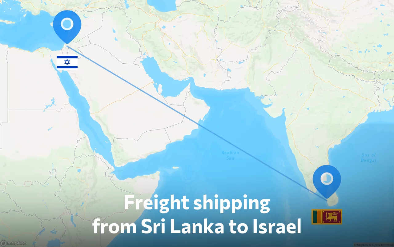 Shipping route from Sri Lanka to Israel