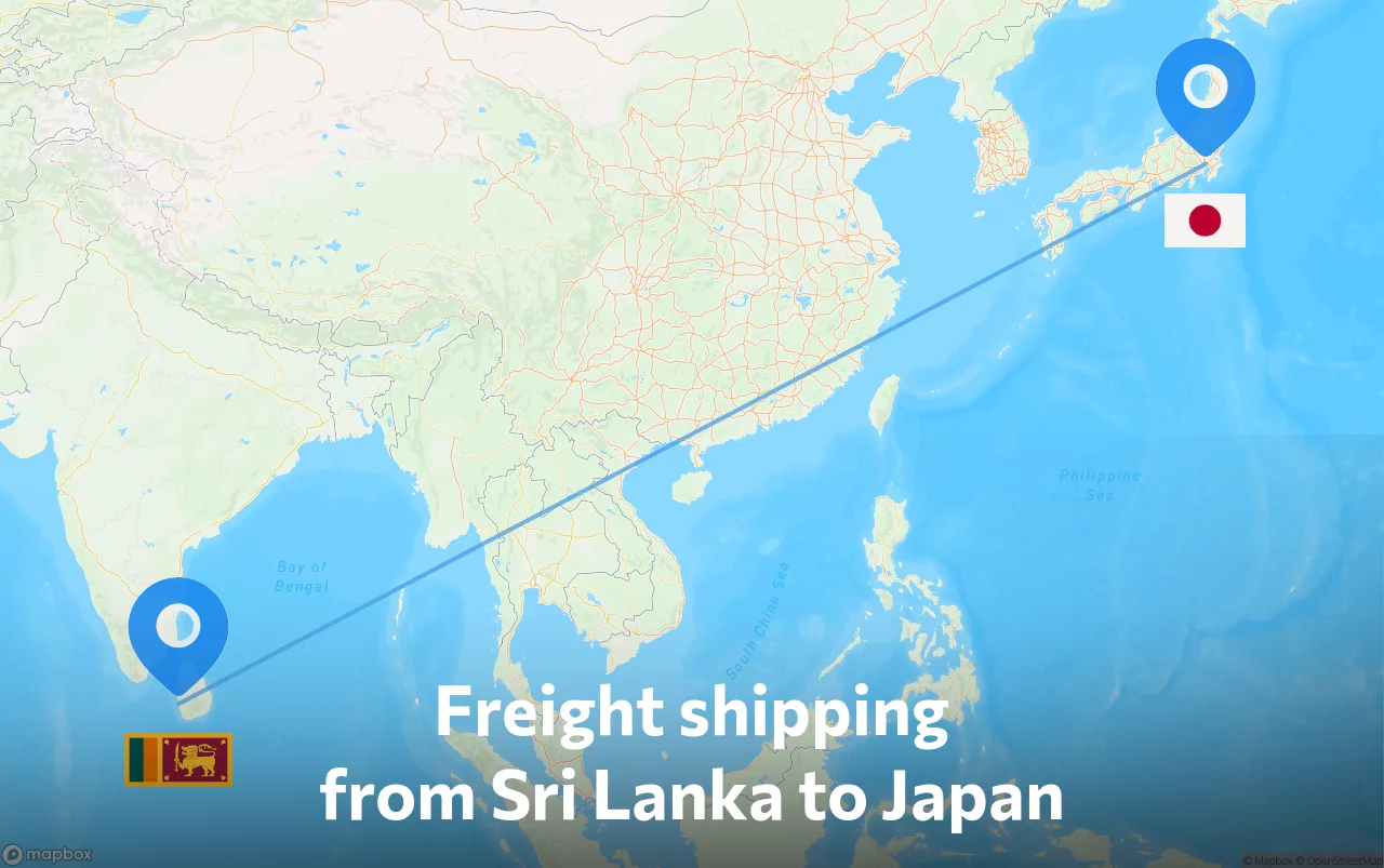 Shipping route from Sri Lanka to Japan