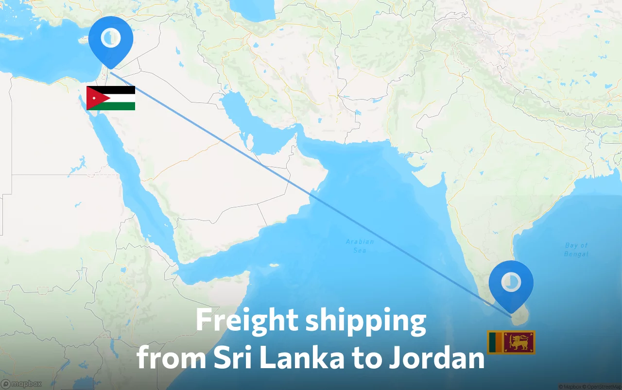 Shipping route from Sri Lanka to Jordan