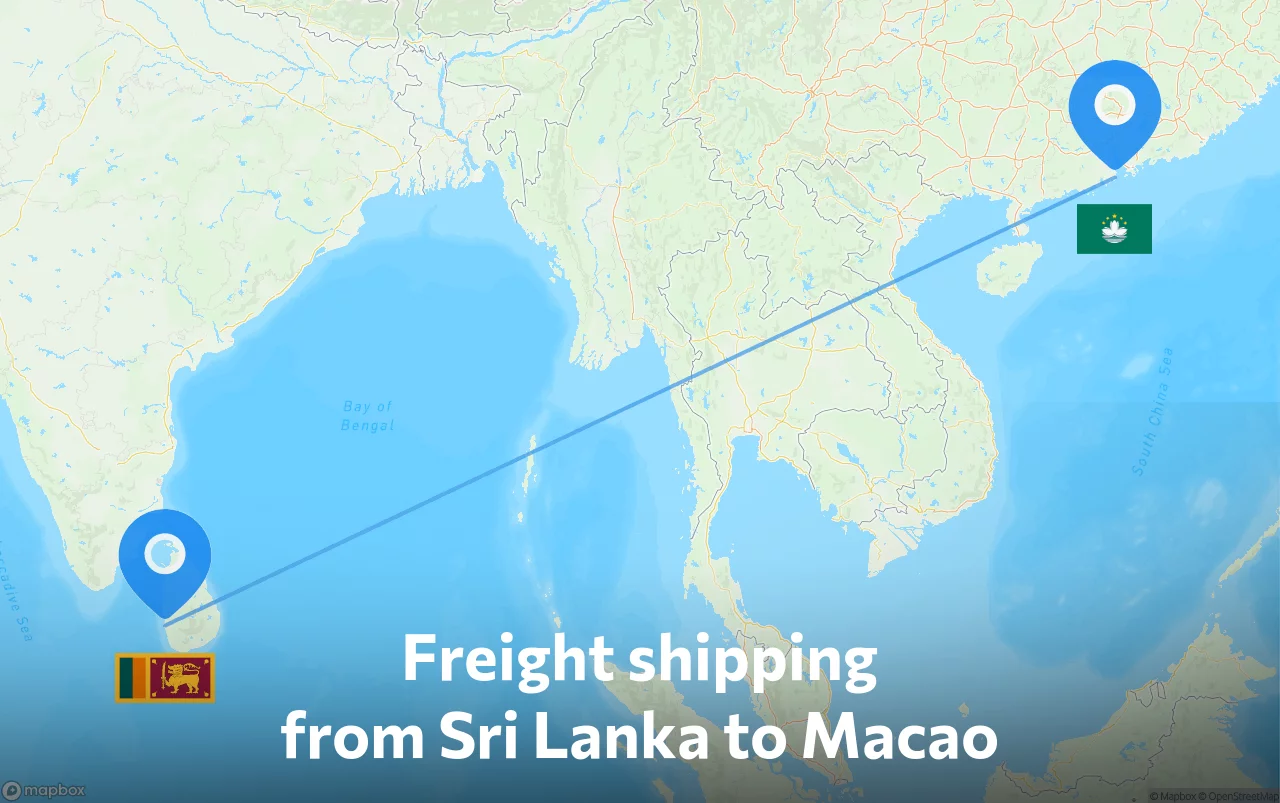 Shipping route from Sri Lanka to Macao