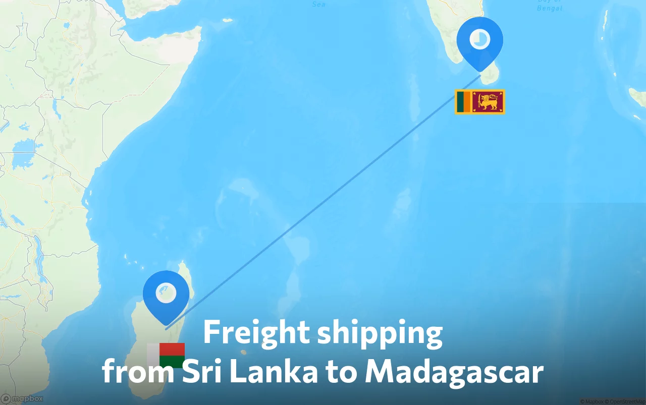 Shipping route from Sri Lanka to Madagascar
