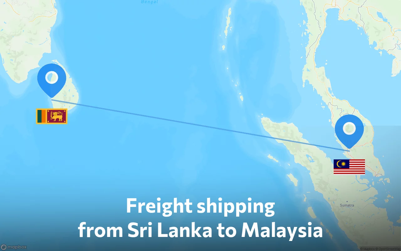 Shipping route from Sri Lanka to Malaysia