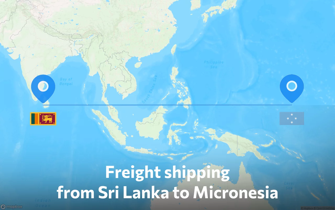 Shipping route from Sri Lanka to Micronesia