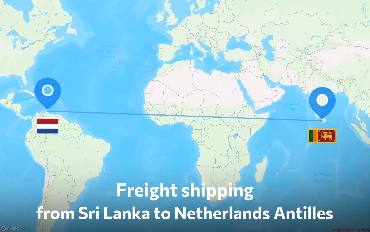 Shipping route from Sri Lanka to Netherlands Antilles