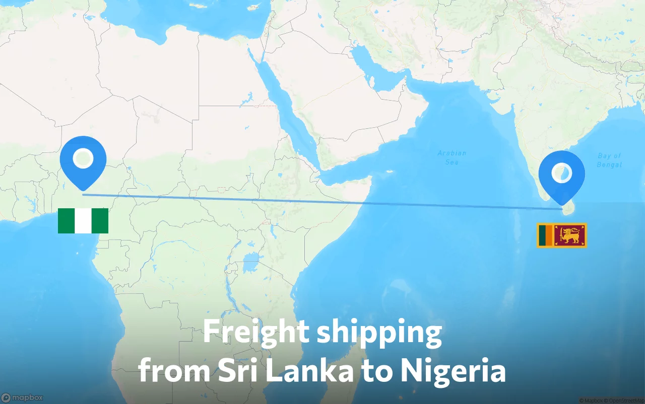 Shipping route from Sri Lanka to Nigeria