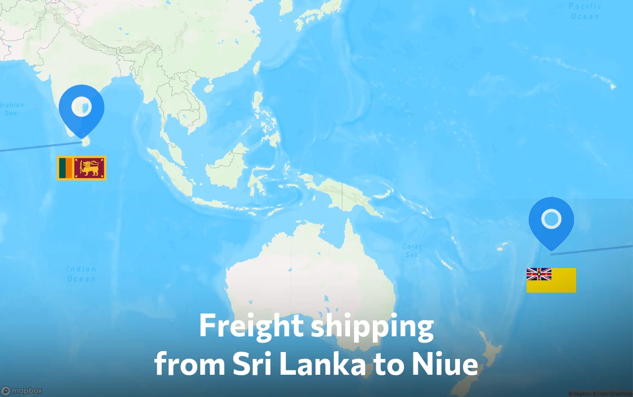 Shipping route from Sri Lanka to Niue