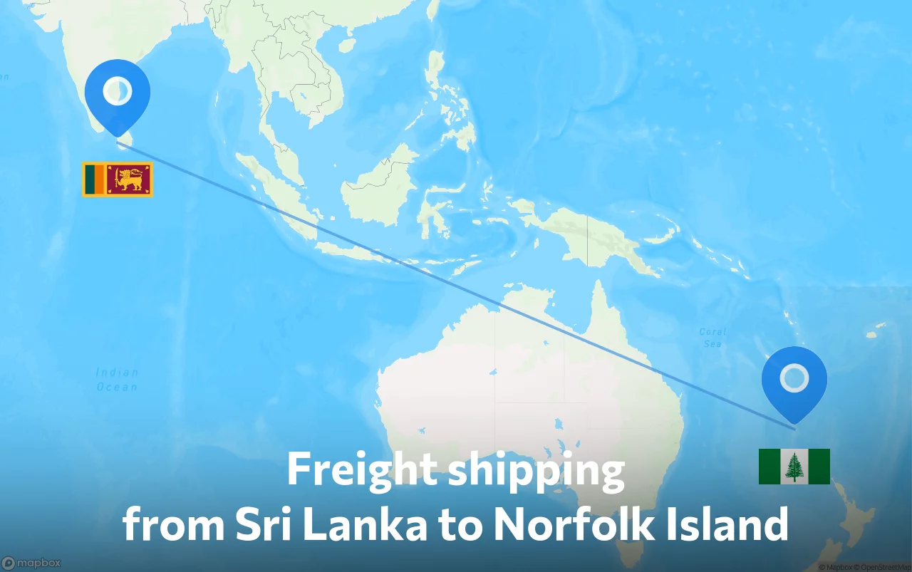 Shipping route from Sri Lanka to Norfolk Island