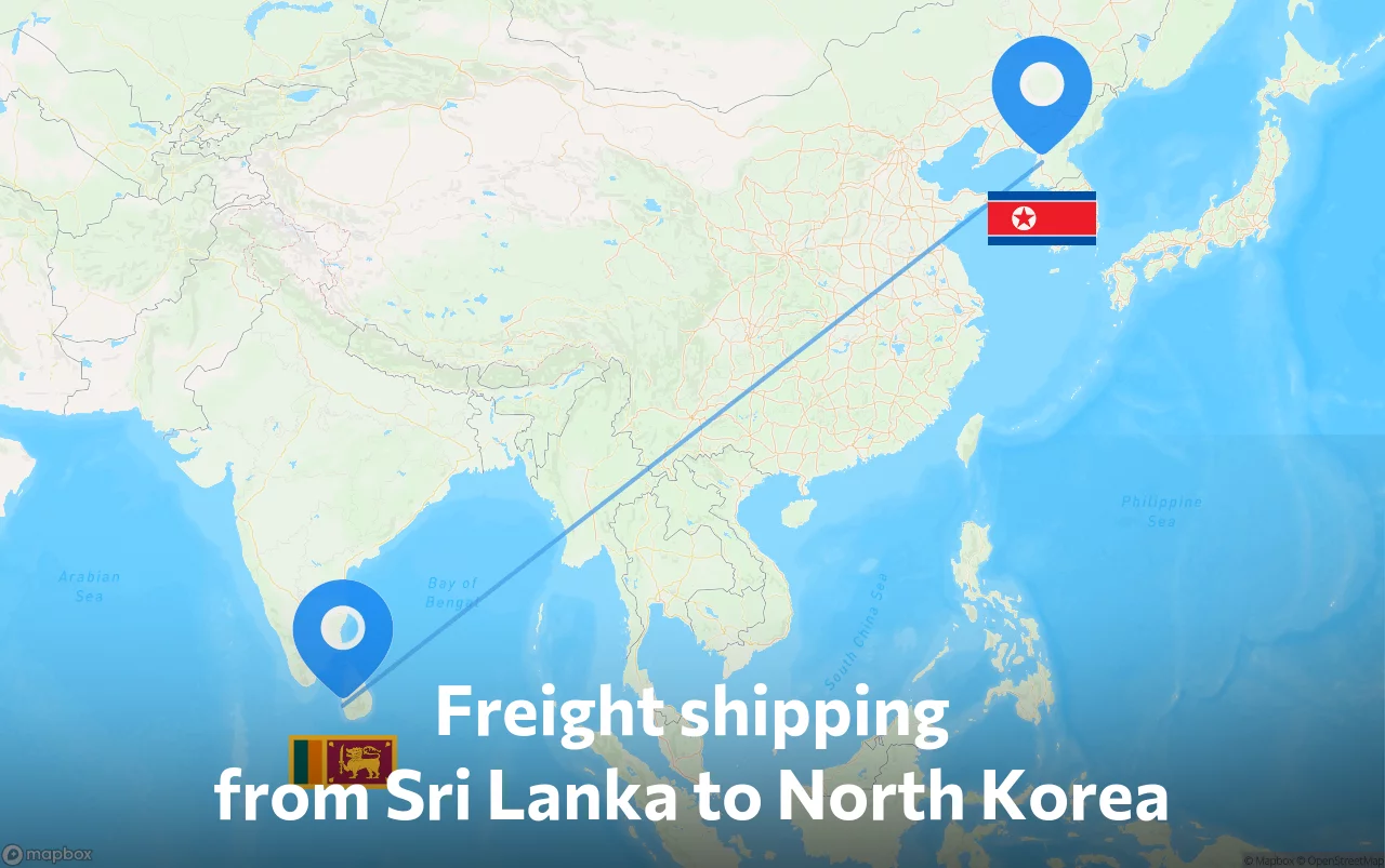 Shipping route from Sri Lanka to North Korea