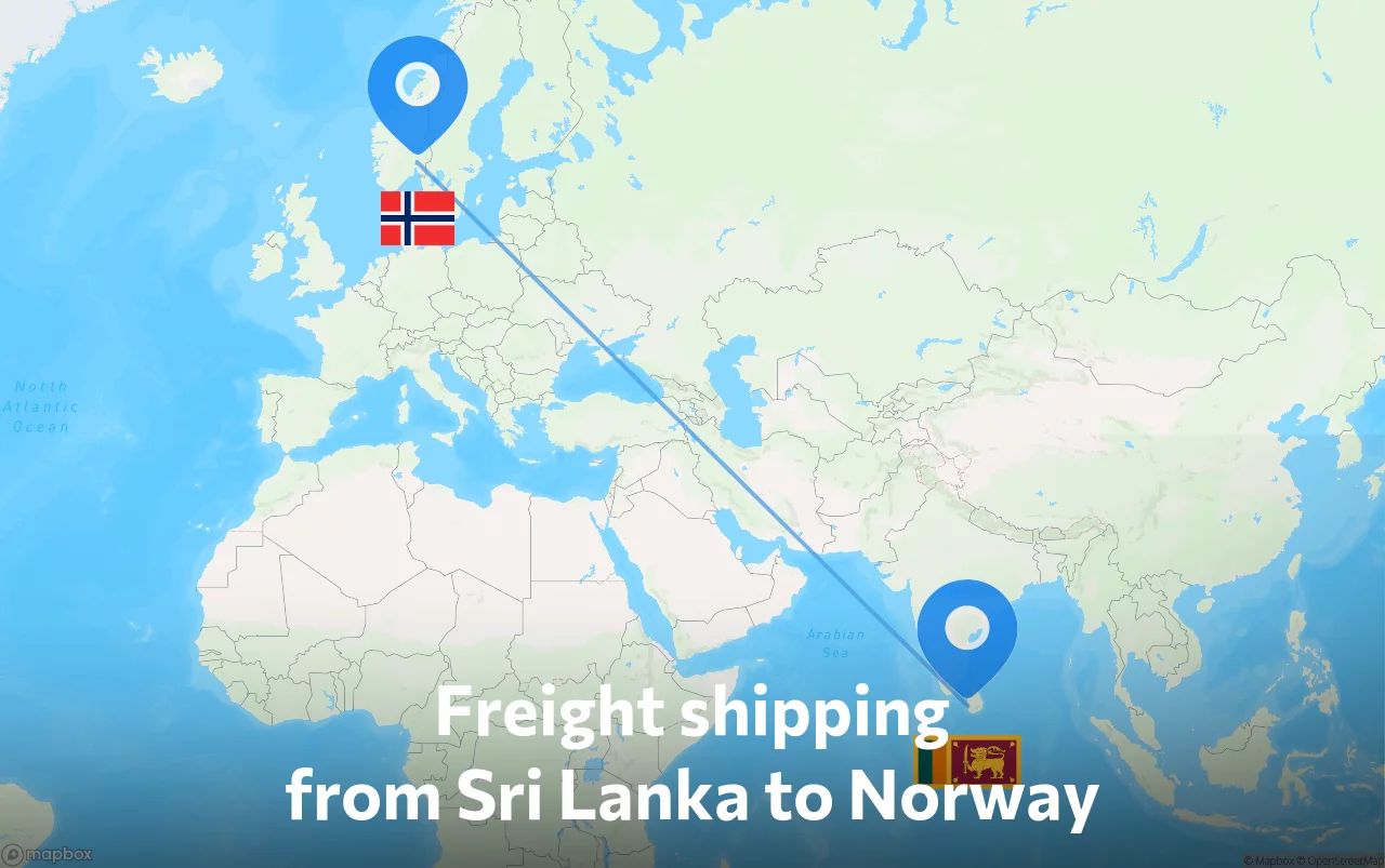 Shipping route from Sri Lanka to Norway