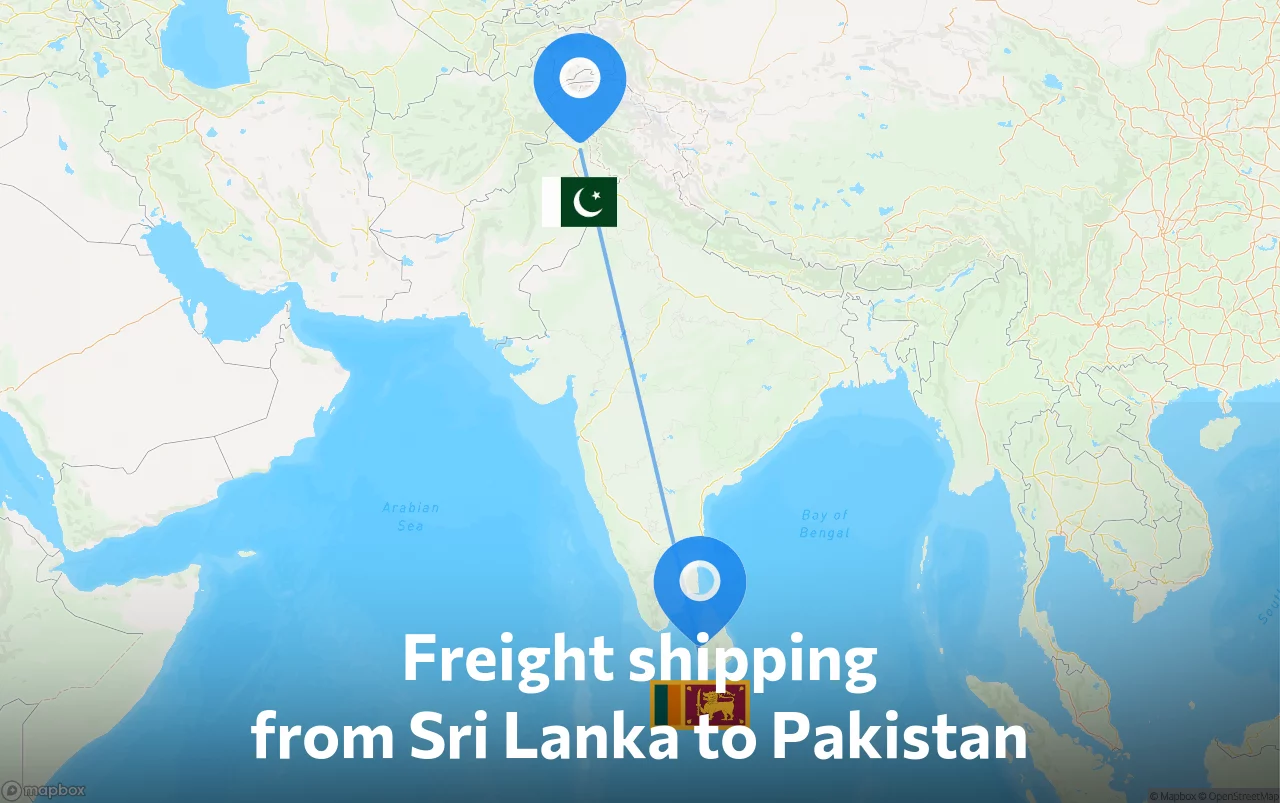 Shipping route from Sri Lanka to Pakistan