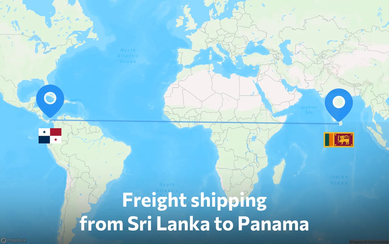 Shipping route from Sri Lanka to Panama
