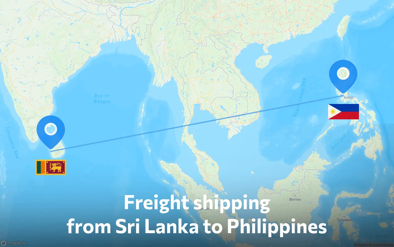 Shipping route from Sri Lanka to Philippines