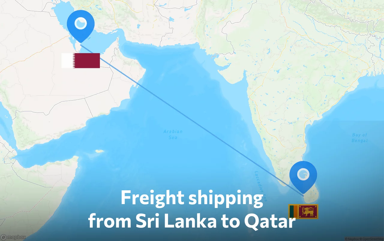 Shipping route from Sri Lanka to Qatar