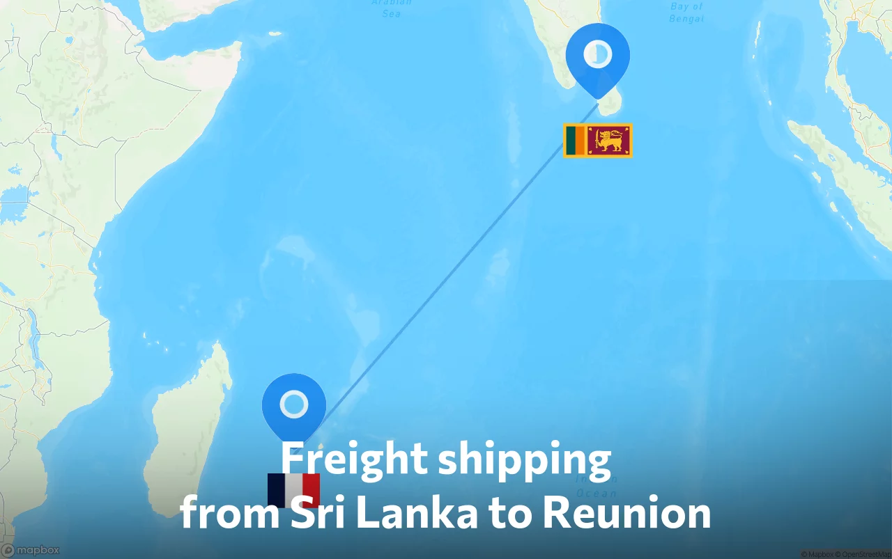 Shipping route from Sri Lanka to Reunion