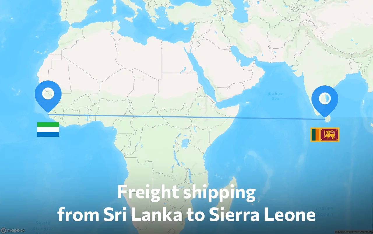 Shipping route from Sri Lanka to Sierra Leone