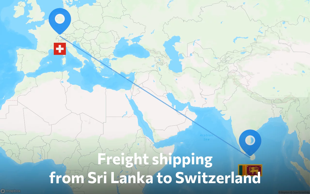 Shipping route from Sri Lanka to Switzerland