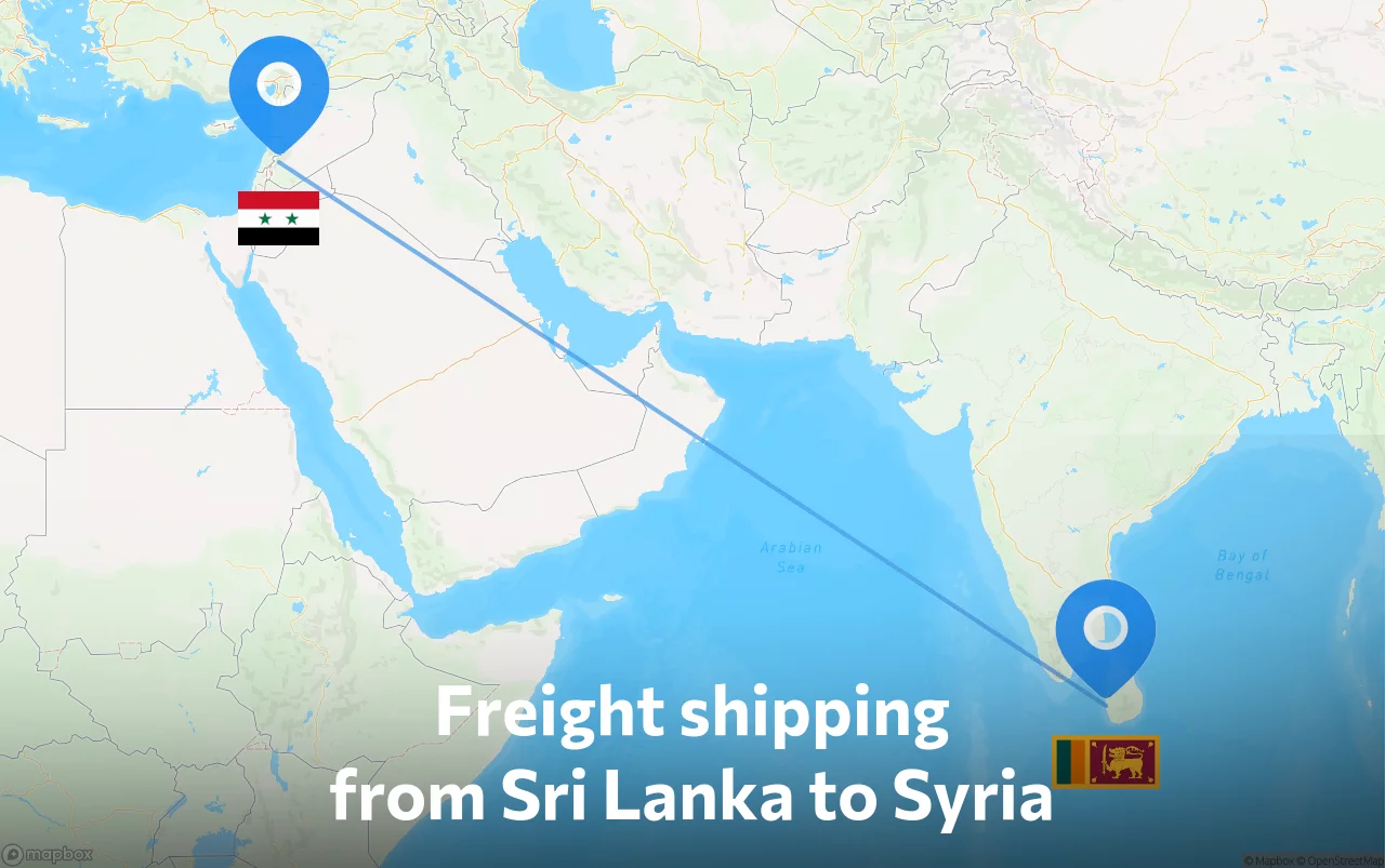 Shipping route from Sri Lanka to Syria