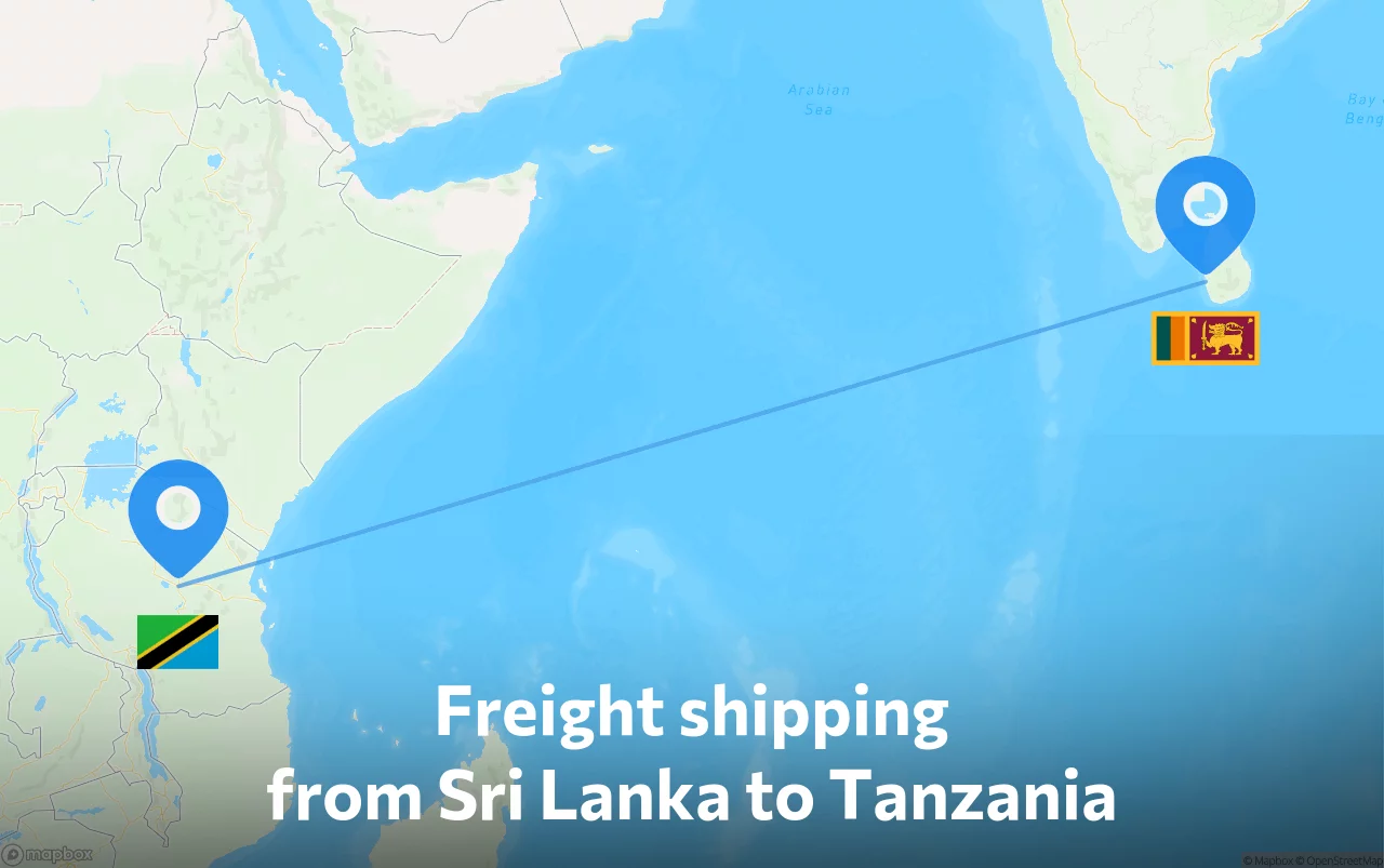 Shipping route from Sri Lanka to Tanzania