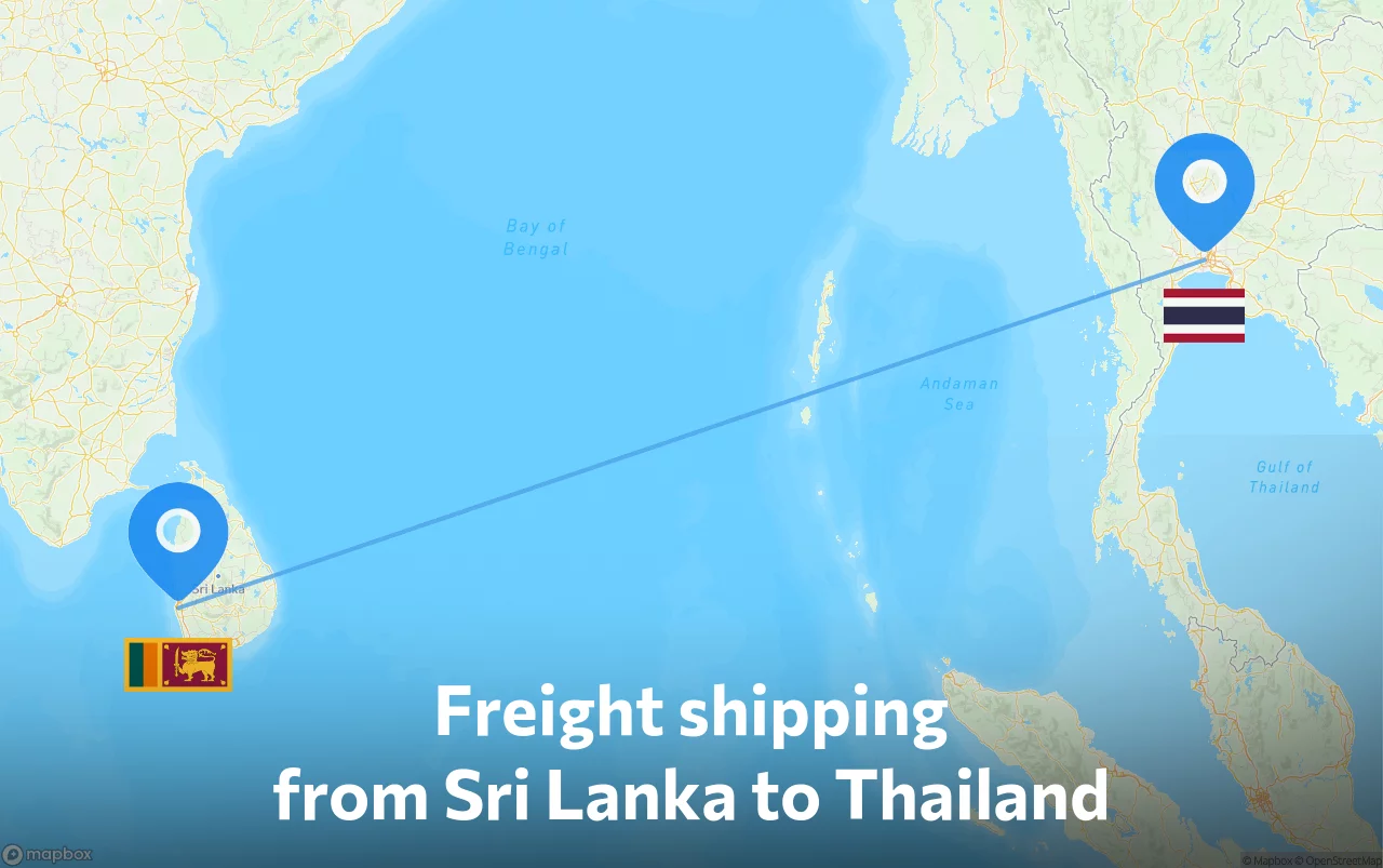 Shipping route from Sri Lanka to Thailand