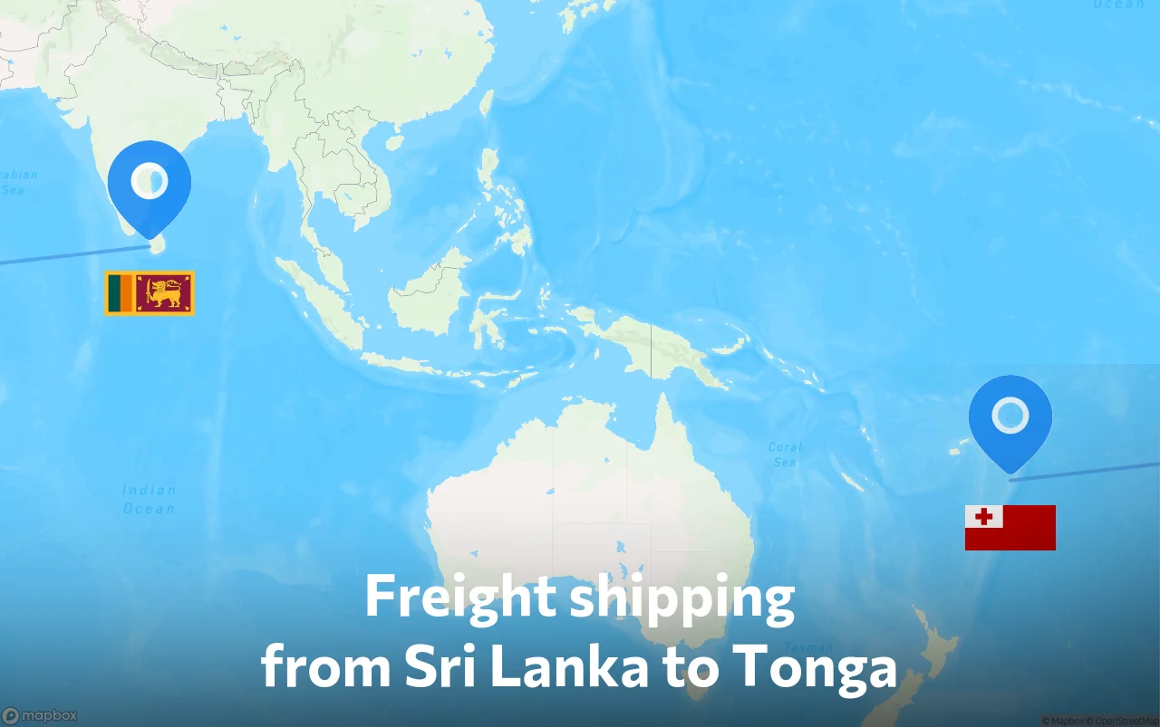 Shipping route from Sri Lanka to Tonga