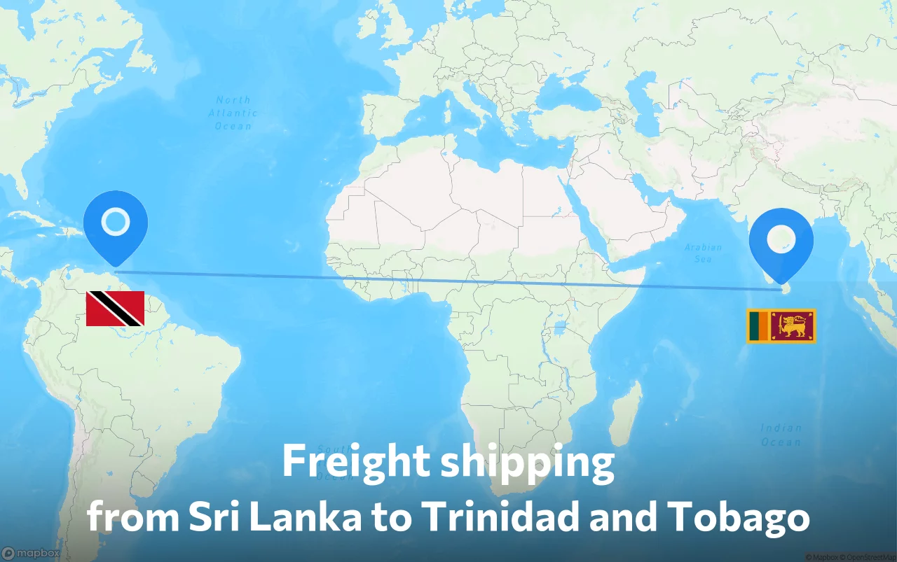 Shipping route from Sri Lanka to Trinidad and Tobago