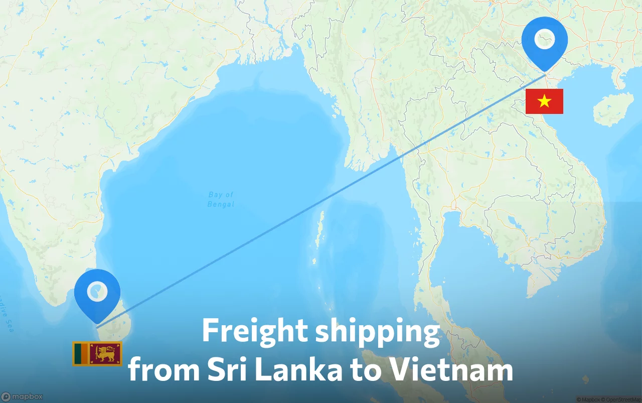 Shipping route from Sri Lanka to Vietnam