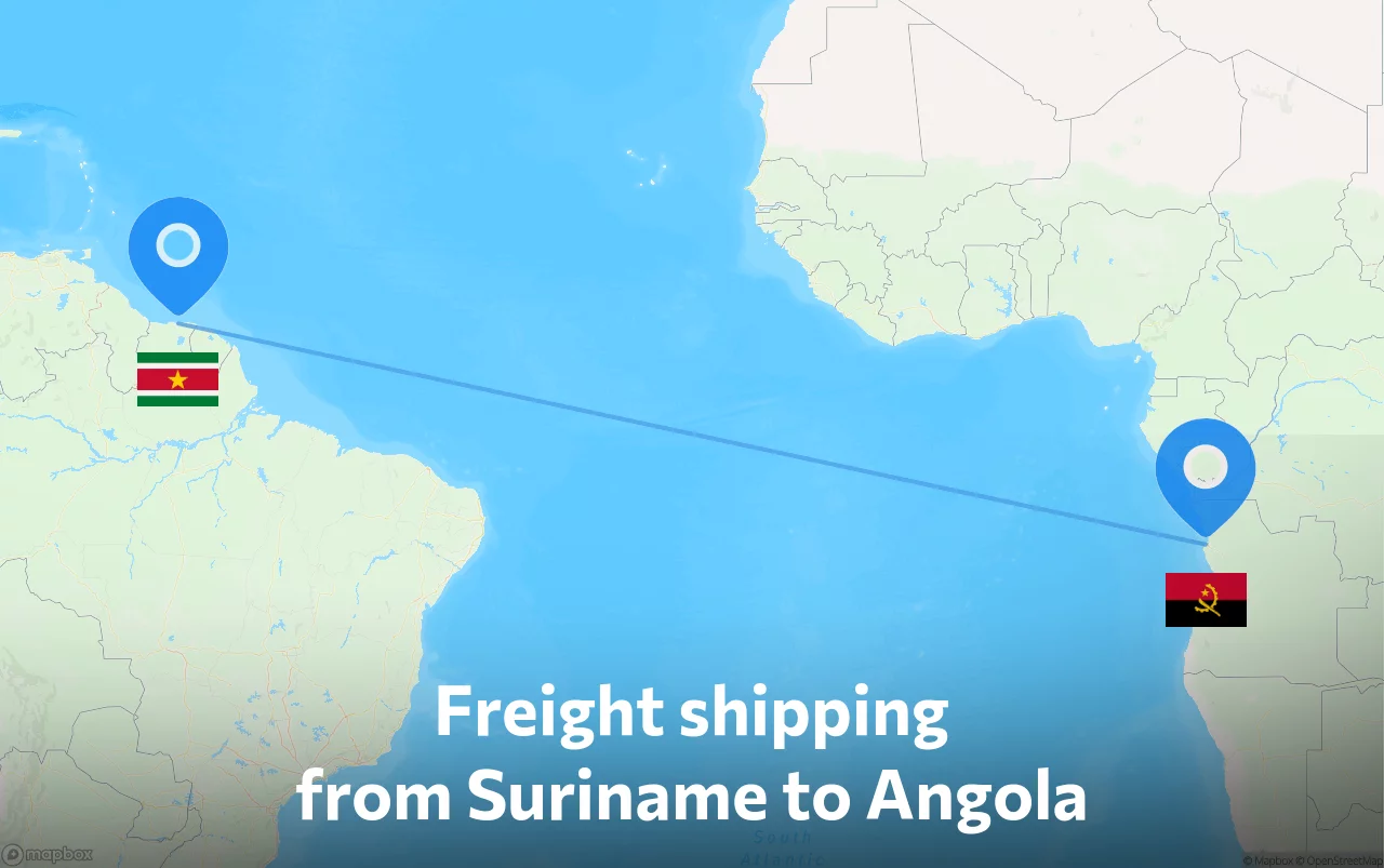Shipping route from Suriname to Angola