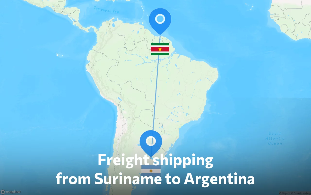 Shipping route from Suriname to Argentina