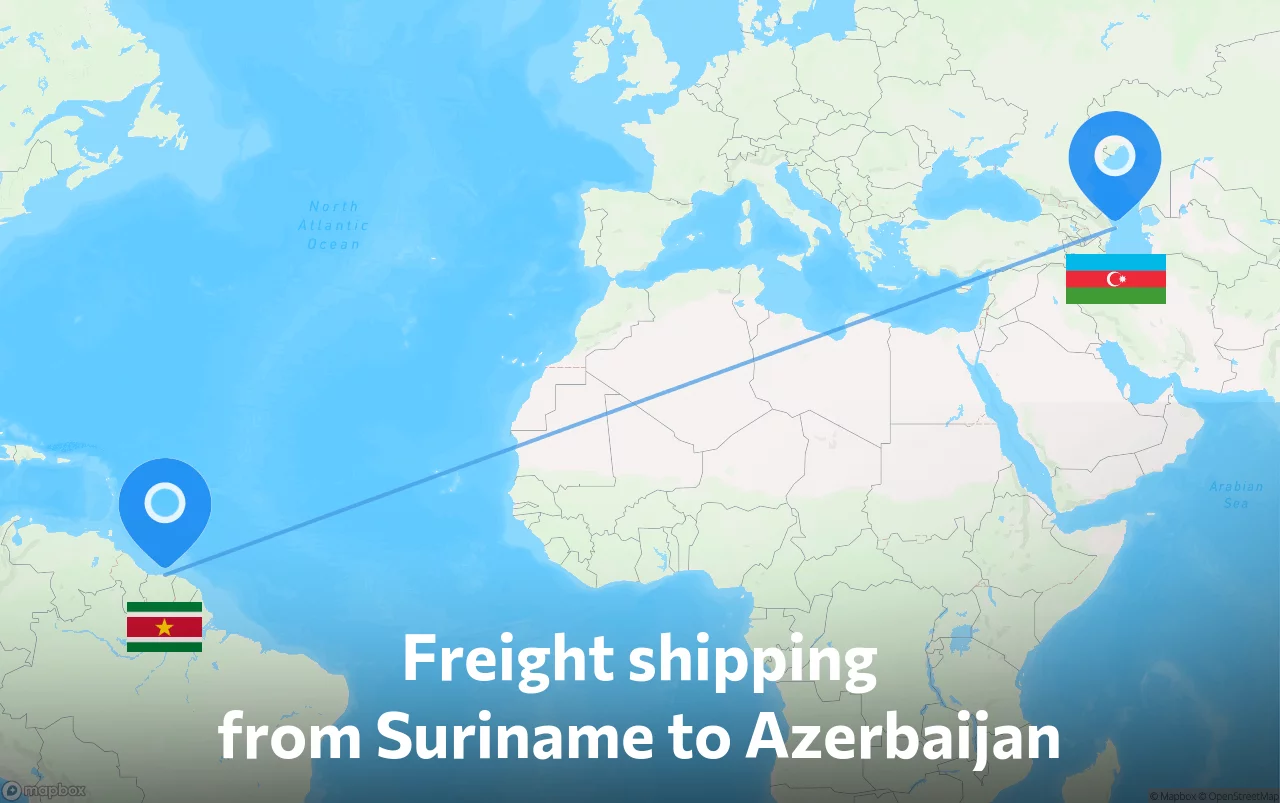 Shipping route from Suriname to Azerbaijan