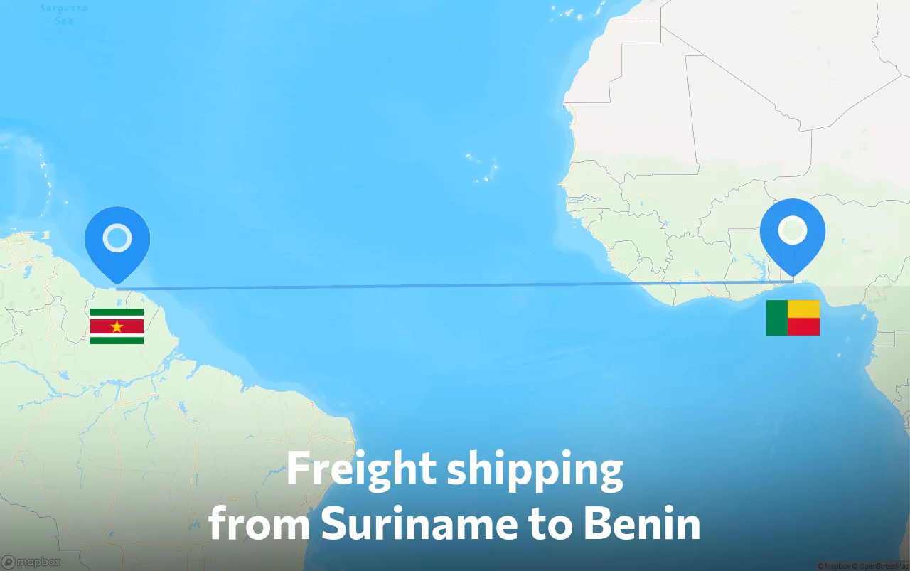 Shipping route from Suriname to Benin