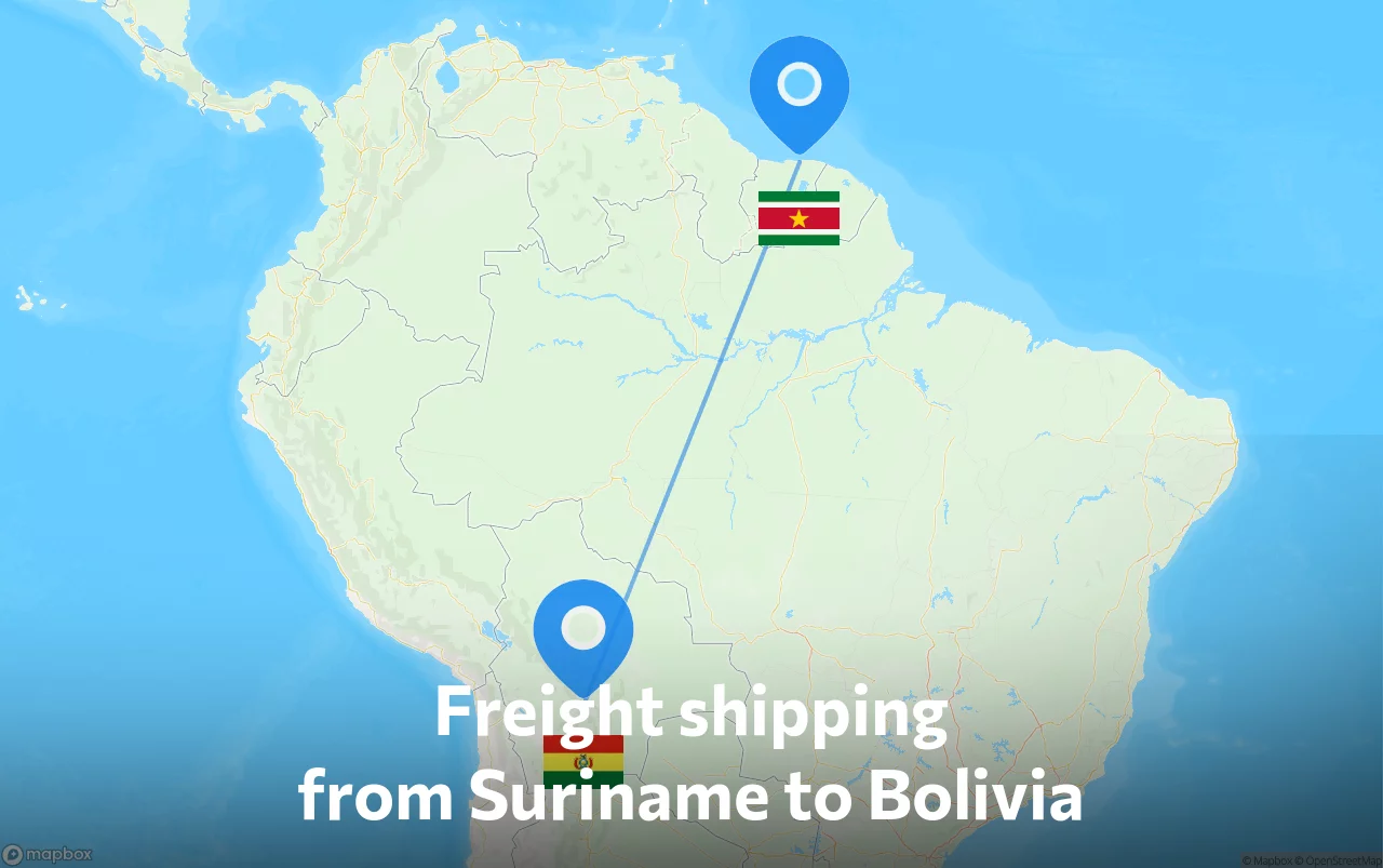 Shipping route from Suriname to Bolivia